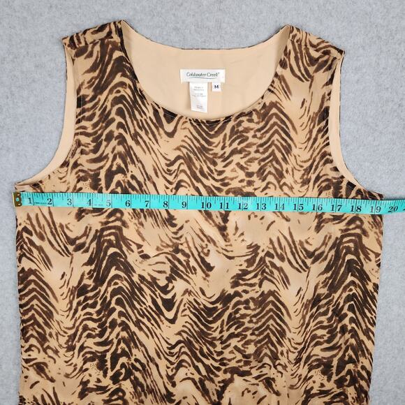 Coldwater Creek Sleeveless Silk Blouse Womens Size Medium 100% Silk Animal Print - Picture 7 of 8